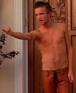 aaronpaulbitch:  thequeerofallmedia:  Aaron Paul shirtless hotness   nice leather pants Aaron hahaha