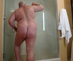 manlydadchaser63:  …going to shower with your Dad, you love seeing his big butt…