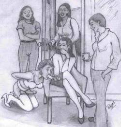 feminization:  One sissyboy for four ladies