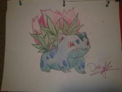 onthepursuit0fhappiness:  destiny drew this for me. my fav pokemon with weed leaves. looks nice af’ 