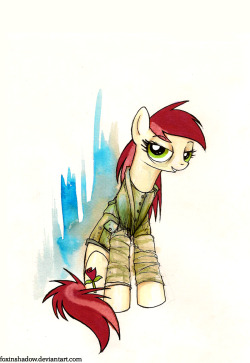 Roseluck. I like the contrast between the blue and red here.Copic markers and watercolours, as always.