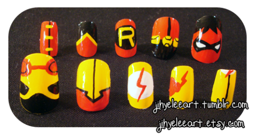 Robin and Kid Flash custom set :) JihyeLeeArt @ Etsy