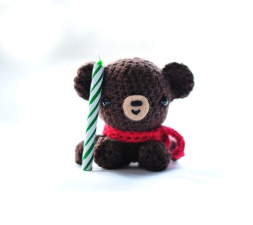 Brown bear with scarf