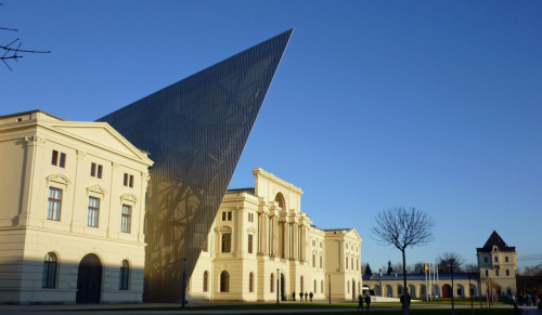 Militärhistorisches Museum der Bundeswehr, Dresden, view of the main entrance, renovation project by