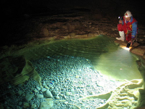 by Armchair Caver on Flickr.Calcite Gour Pool in Harwood&rsquo;s Hole, Takaka Hill, New Zealand.