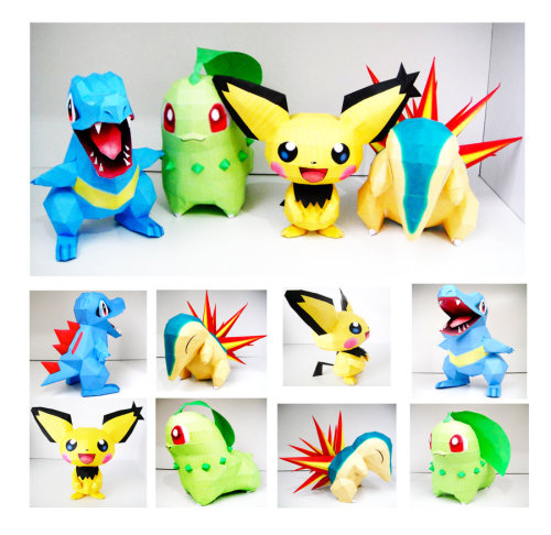 xsessax: Johto Starters and Spiky-Ear Pichu Papercraft by =thepapersmith