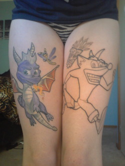 fuckyeahtattoos:  Spyro the Dragon and Crash