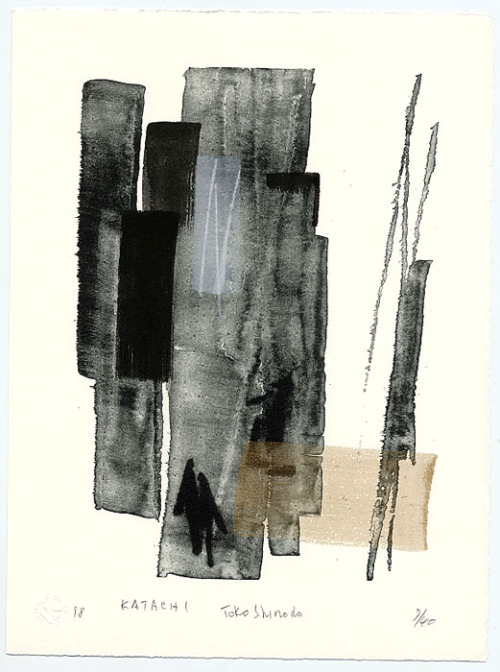 dailyartjournal:  Toko Shinoda, “Katachi”, lithograph with sumi-e brushstrokes