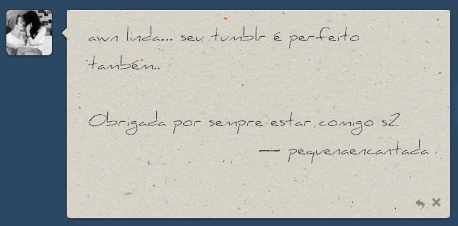 marcelachagas:  Existe mais perfeita? Claro que não. Minha primeira cartinha *——————-*