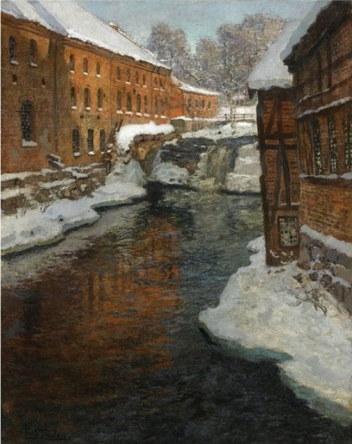 thorsteinulf:Fritz Thaulow - The Akerselven River in the Snow