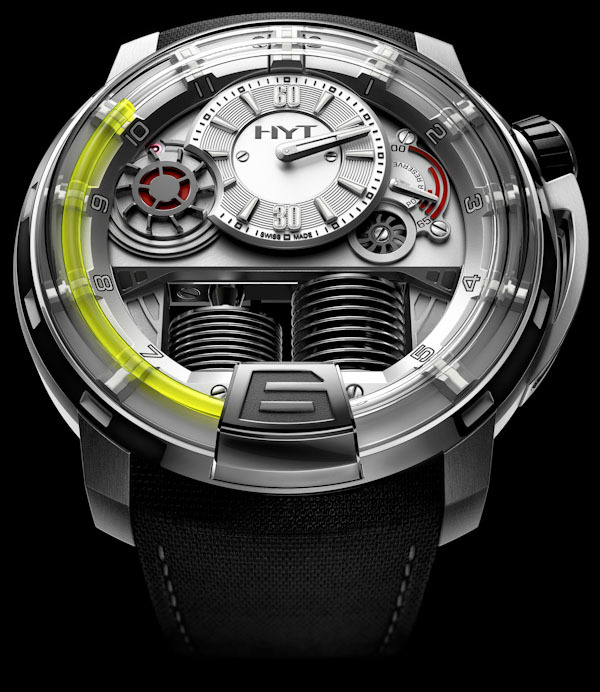 moare:  thefibonaccist:  unknownskywalker:  HYT H1 Hydro-Mechanical watch by HYT