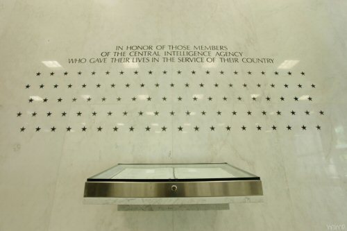 freshoffthefarm:  The wall – located on the lobby’s north wall – stands as a silent memorial to those CIA employees “who gave their lives in the service of their country.” Currently, there are 119 stars carved into the marble of the CIA Memorial