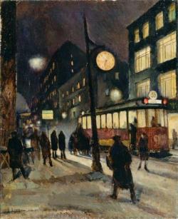 zolotoivek:  Nikolai Lakov - A Street at Night. Tramcar, 1928. 