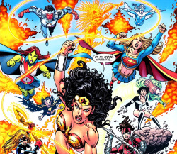 earthschampion:  wonderarity:  So many fierce ladies. Wonder Woman #600  The fierce women of DC Comics 