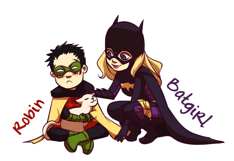 freeandshonenspirit:  thevioletavenger:  Batgirl, Robin and the Kitty by ~gabzillaz