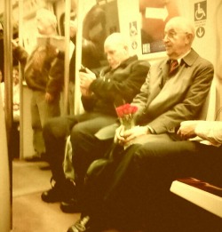  I saw this man on the Metro this past Monday, and asked him who the flowers were for. They were for his wife. They’ve been married for 47 years. Every Monday, he brings her home flowers after work. My heart died at that moment.  this kinda made me