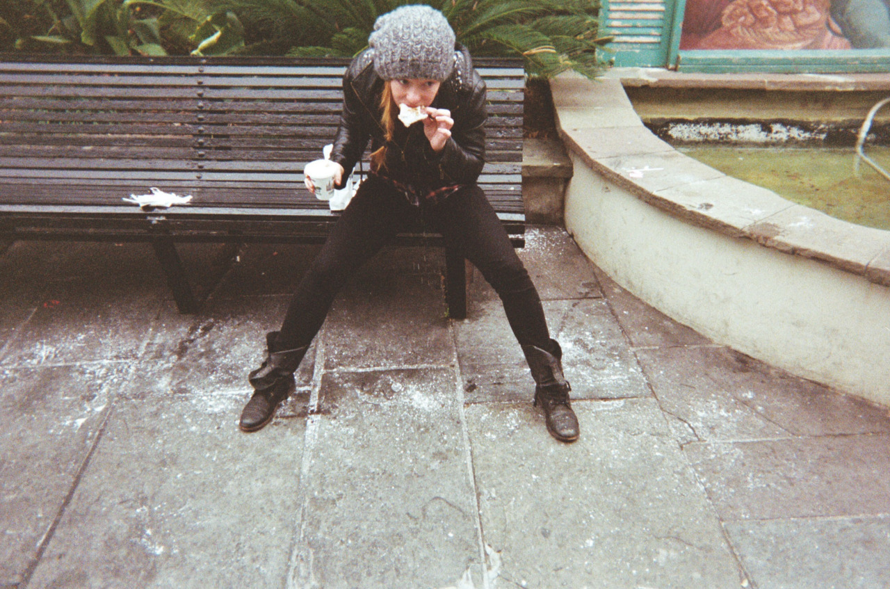 Chowing down on a Beignet from Cafe Du Monde in New Orleans.