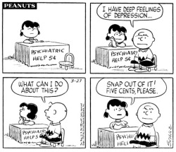 psychology-studyofthesoul-blog: Probably the worst advice ever…but it’s still cute!I love Charlie Brown&lt;3. 