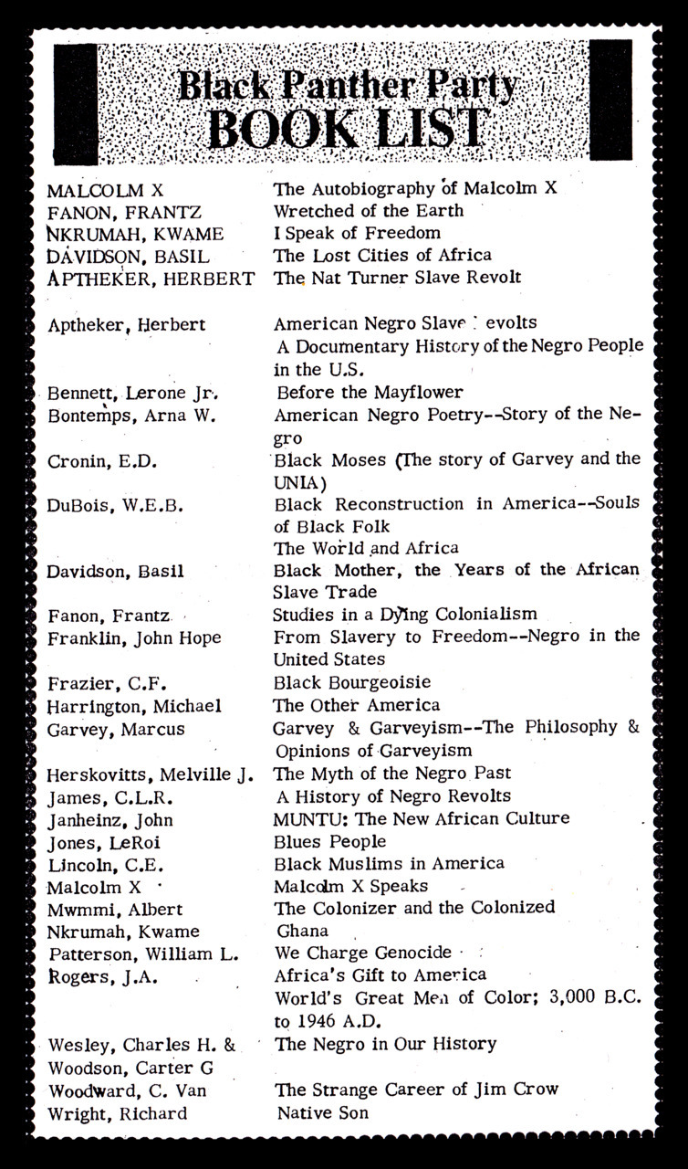 anegroking:  Black Panther Party Book list 1968 | Adding to my “Must Read” list.