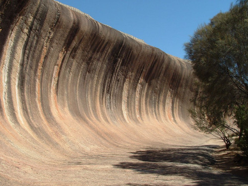 by holtieshouse on Flickr.Wave Rock is a natural rock formation located east of the small town of Hy