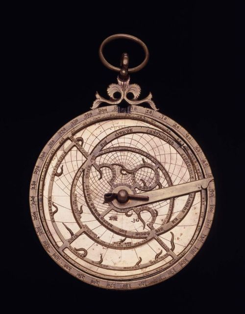 mediumaevum:  Planispheric astrolabe Spanish (Barcelona), Medieval (Gothic), 1375 Gilded brass  high