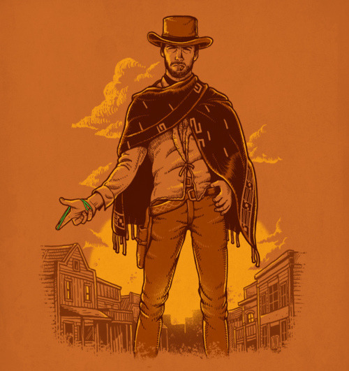 The man with no name means rubber band business in Ben Chen’s humorous “The Good, the Bad and the Ugly” shirt design. Thanks to your awesome votes, this shirt is now on sale over at Threadless!
Related Rampages: How To Eat These? (More)
Rubber Band...