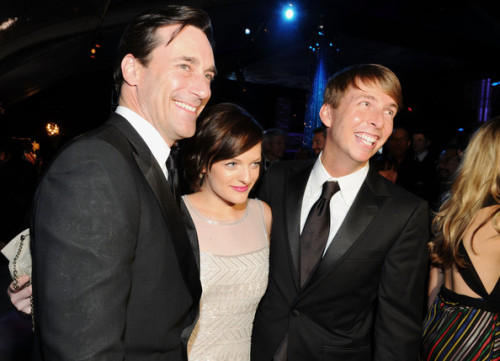 fuckyeahjackmcbrayer: Jon Hamm, Elisabeth Moss, and Jack McBrayer attend NBCUniversal’s 69th A