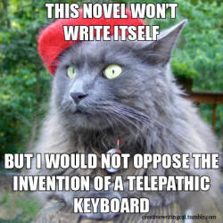 nineprotons:  creativewritingcat:  But I would not oppose the invention of a telepathic keyboard.  For my pals doing NaNoWriMo. 