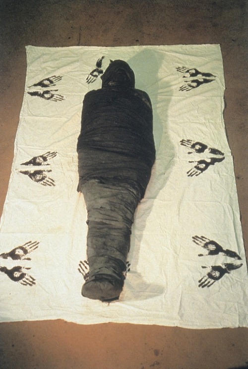 cavetocanvas:Ana Mendieta, Black Ixchell, Iowa, 1976