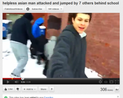 jrod-k:  The Chinese man was saying, “please no more, don’t hit me anymore please”. Obviously this guy didn’t do anything and was jumped. His English wasn’t good either. The original poster took the video down for obvious reasons, and in his