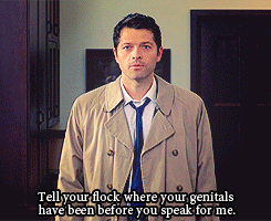 theangelshavethesociopathsimpala:Ooh you just got buuuuurned by Castiel, angel of the lord