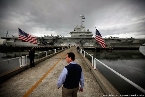 Commander-in-chief hopeful.  AP photographer Matt Rourke shot this today of Republican presiden