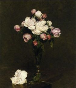  Henri Fantin-Latour, White Roses And Roses In A Footed Glass 
