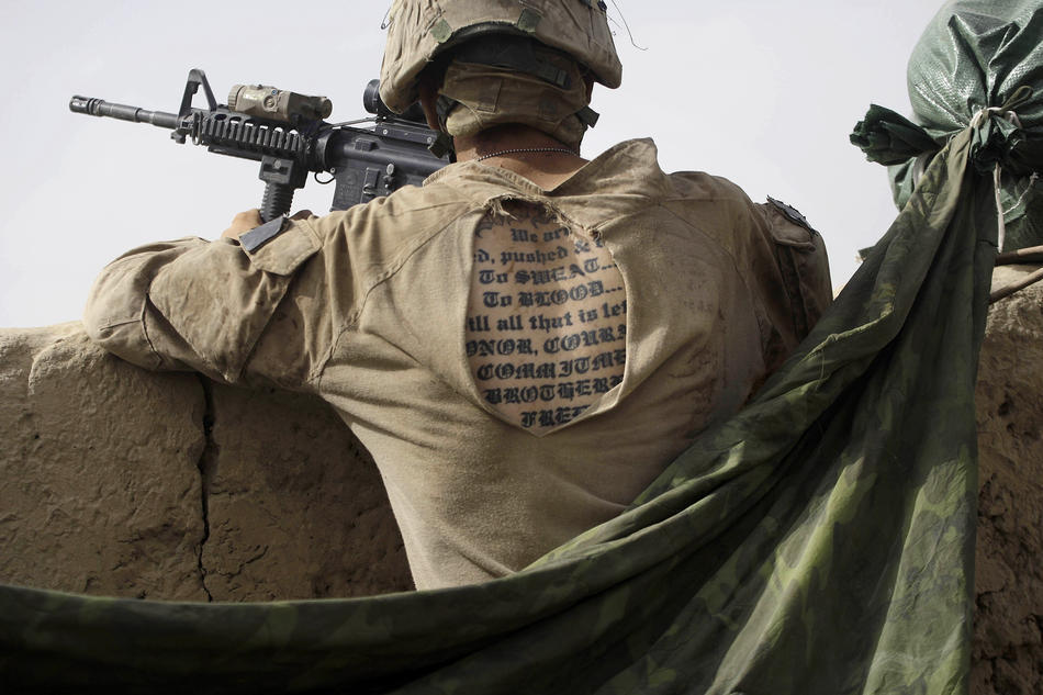 militarymom:  The tattoo of a U.S. Marine Lance Cpl. Jordan Christie, of Washington,
