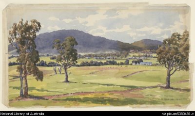 - Rolland, H. M., 1882-1972.
Canberra ; looking north from site of existing West Block
1913.