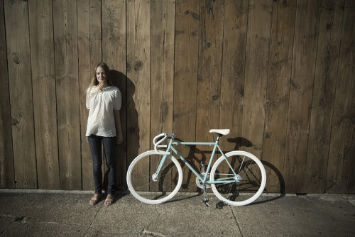 mixedtrouble: Courtney and her Mission bicycle by Zach Klein on Flickr.