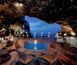 leftusfalling:  Welcome to Italy, home of Ristorante Grotta Palazzese. 