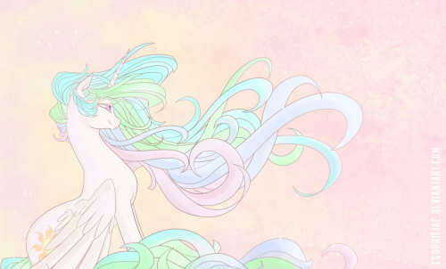 egophiliac:  Next time I go “hey, you know what would be fun? DRAWING EVERY STRAND OF CELESTIA’S HAIR!”, you have permission to smack me. Or you could just click on the picture to get the full-size and other versions. oh my god this is the third