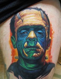 tattoo-freakz:  Frankenstein tattoo by Steve Wimmer Done from the famous Basil Gogos Painting