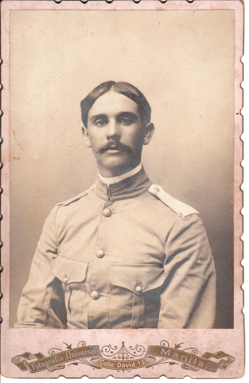 Cabinet card of a Pvt Dave Foley, a soldier in the Spanish-American war taken in the Phillippines.  