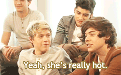 zaynlovesithard:  aus-onedirection:  Niall laughing at Harry when he says Caroline