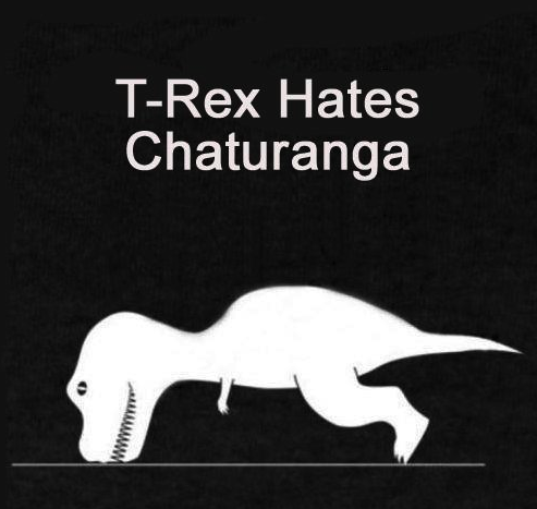 I saw “T Rex hates pushups, but this is soooo much better.” fuckyeahyoga:  Cute! Saw thi