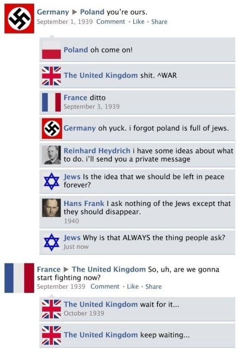 communismkills: squigggle: zeldatits: lieutenantker: WWII Facebook Style I love these so much you do