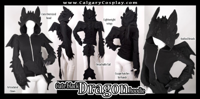 Cute Black Dragon Hoodie | made by *calgarycosplay
