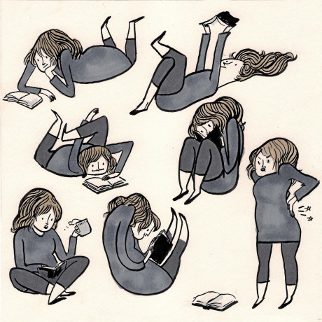 Reading positions by Kate Beaton (who’s on Tumblr!)