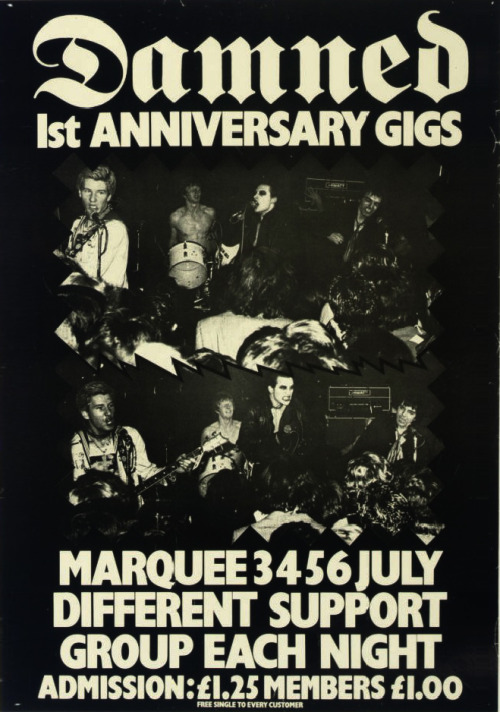 zombiesenelghetto: The Damned: promo poster for the band’s 1st anniversary gigs at the Ma