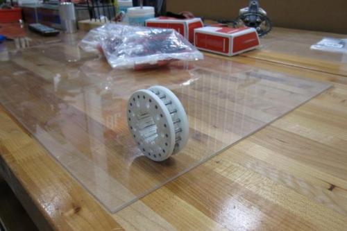 One of Waxham’s custom projects: can you tell what it is? It’s a milled Delrin belt-drive cog