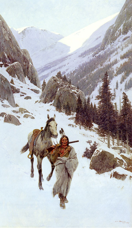 calantheandthenightingale:Through the Pass, Winter by Henry Farny (1847 - 1916)