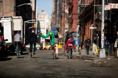 boysonbicycle:  downtownfrombehind by bridget fleming @ crosby street