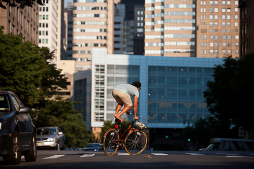 boysonbicycle:  downtownfrombehind by bridget fleming @ w thames street